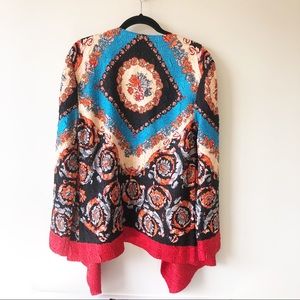 Joni B Crinkled Open Front Blouse Reversible Multicolored Floral Small NWT’s